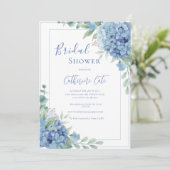 Blue Hydrangea Floral Bridal Shower Kaart (Staand voorkant)