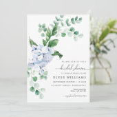 Blue Hydrangea Floral Bridal Shower Kaart (Staand voorkant)