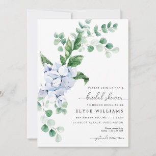 Blue Hydrangea Floral Bridal Shower Kaart