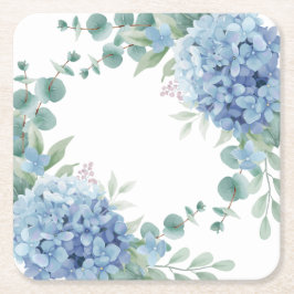 Blue Hydrangea Floral Bridal Shower Kartonnen Onderzetters