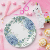 Blue Hydrangea Floral Bridal Shower Papieren Bordje (Feest)