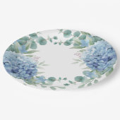 Blue Hydrangea Floral Bridal Shower Papieren Bordje (Gekanteld)