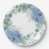 Blue Hydrangea Floral Bridal Shower Papieren Bordje (Voorkant)
