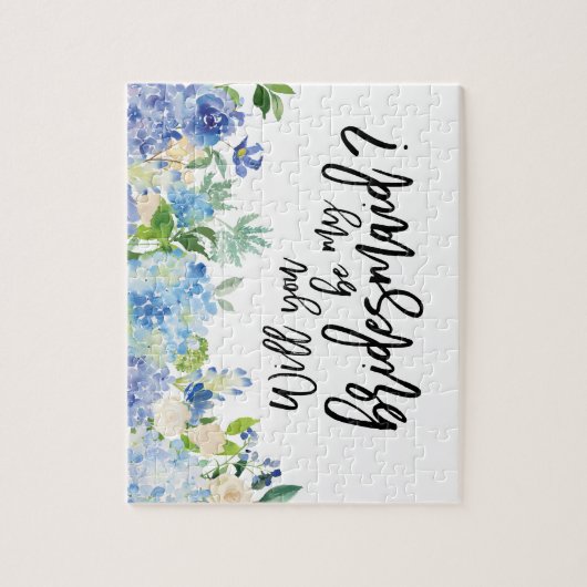 Blue Hydrangea Floral | Bruidsmeisje voorstel puzz Legpuzzel (Verticaal)