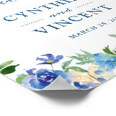 Blue Hydrangea Floral Chic Wedding Welcome Sign Poster (Hoek)