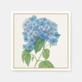 Blue Hydrangea Floral Cocktail Napkin | Elegant Servet