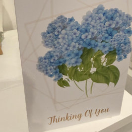 Blue Hydrangea Floral | Custom Thinking of You Car Kaart