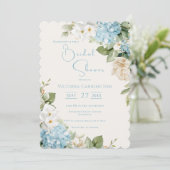 Blue Hydrangea Floral Elegant Vrijgezellenfeest Kaart (Staand voorkant)