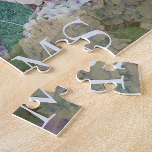  Blue Hydrangea Floral Familienaam Legpuzzel (Zijkant)