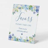 Blue Hydrangea Floral Favors Neem een Reclamebord Met Voetstuk (Voorkant)