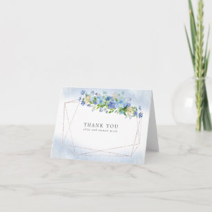 Blue Hydrangea Floral Gold Lijst Dank u kaart