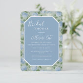 Blue Hydrangea Floral Green Bridal Shower Kaart (Staand voorkant)