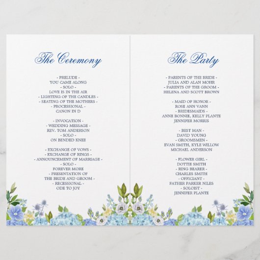 Blue Hydrangea Floral Greenery Folded Wedding (Achterkant)