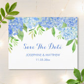 Blue Hydrangea Floral Greenery Save the Date Aankondigingskaart
