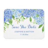 Blue Hydrangea Floral Greenery Save the Date Magneet (Horizontaal)