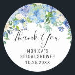 Blue Hydrangea Floral Greenery Wedding Bedankt Ronde Sticker<br><div class="desc">Blue Hydrangea Bloemen Groen Bruiloft Dank u Classic Ronde Sticker. Klik voor verdere aanpassingen op de link 'Verder aanpassen' en gebruik onze ontwerptool om deze sjabloon te bewerken. Neem contact met me op als je hulp nodig hebt of overeenkomende objecten.</div>