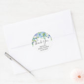 Blue Hydrangea Floral Greenery Wedding Bedankt Ronde Sticker (Envelop)