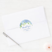 Blue Hydrangea Floral Greenery Wedding Bedankt Ronde Sticker (Envelop)