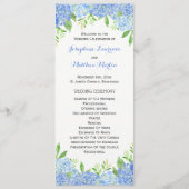 Blue Hydrangea Floral Greenery Wedding Ceremony Programmakaart (Voorkant)