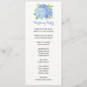 Blue Hydrangea Floral Greenery Wedding Ceremony Programmakaart (Achterkant)