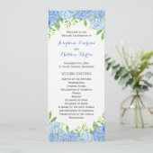 Blue Hydrangea Floral Greenery Wedding Ceremony Programmakaart (Staand voorkant)