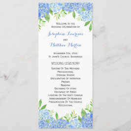 Blue Hydrangea Floral Greenery Wedding Ceremony Programmakaart