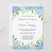 Blue Hydrangea Floral Greenery Wedding Kaart (Voorkant)