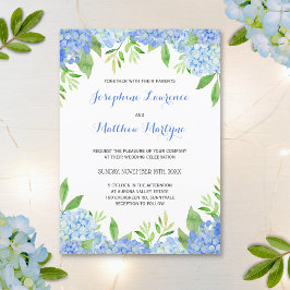 Blue Hydrangea Floral Greenery Wedding Kaart
