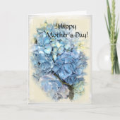 Blue Hydrangea Floral Happy Mothers Day Kaart (Voorkant)