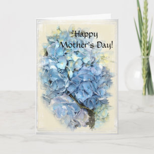 Blue Hydrangea Floral Happy Mothers Day Kaart