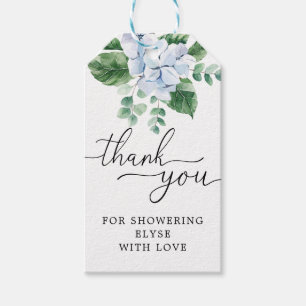 Blue Hydrangea Floral Hartelijk dank voor tag Cadeaulabel