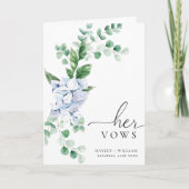 Blue Hydrangea Floral her Vows Wedding Kaart (Voorkant)