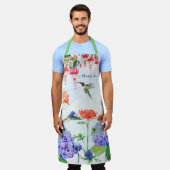 Blue Hydrangea Floral Hummingbird Mimis Garden Art Schort (Gedragen)