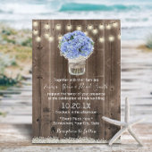 Blue Hydrangea Floral Jar Rustic Barn Wood Wedding Kaart