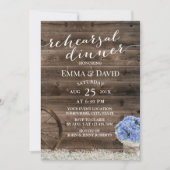 Blue Hydrangea Floral Jar Rustic Dinner Kaart (Voorkant)