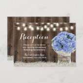 Blue Hydrangea Floral Jar Rustic Wedding Reception Kaart (Voorkant / Achterkant)