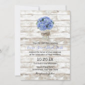 Blue Hydrangea Floral Jar Rustic Wood Wedding Kaart (Voorkant)