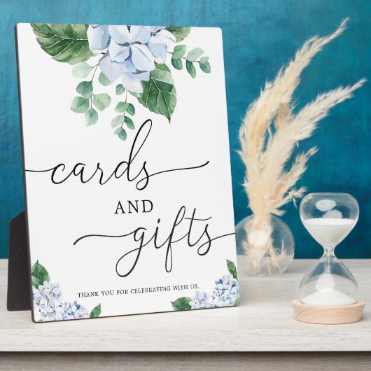 Blue Hydrangea Floral Kaarten and Gifts Sign Fotoplaat (Zijkant)