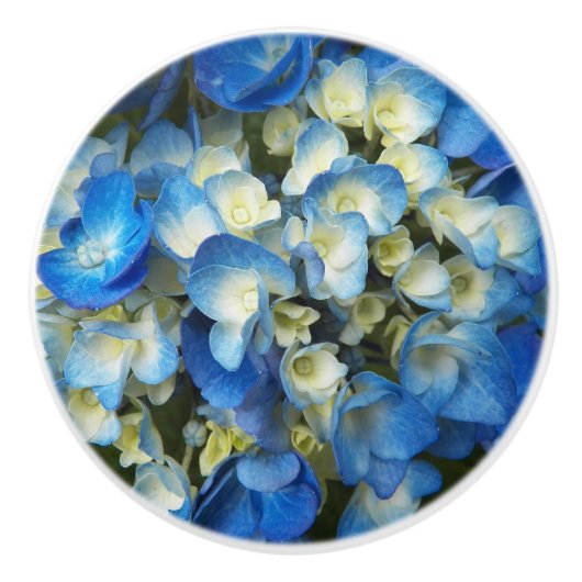 Blue Hydrangea Floral Keramische Knop (Voorkant)