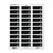 Blue Hydrangea Floral Lantern Black Boho Wedding Etiket (Full Sheet)