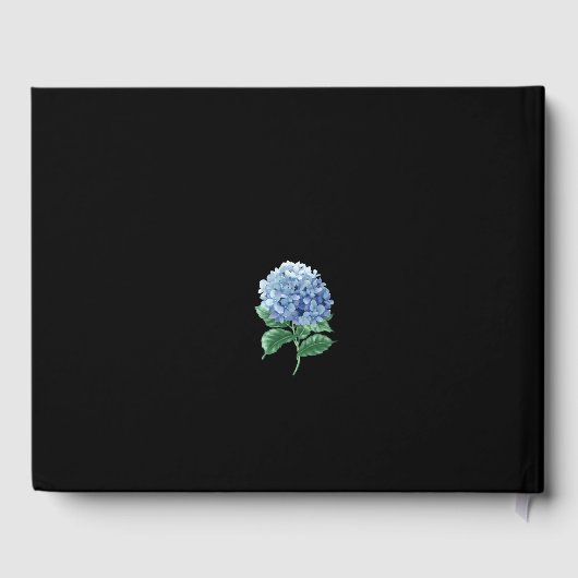 Blue Hydrangea Floral Lantern Black Boho Wedding Gastenboek (Achterkant)