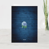 Blue Hydrangea Floral Lantern Navy Wood Wedding Bedankkaart (Achterkant)