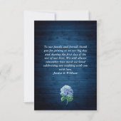 Blue Hydrangea Floral Lantern Navy Wood Wedding Bedankkaart (Achterkant)