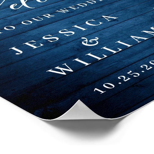 Blue Hydrangea Floral Lantern Wood Welkom Weduwsch Poster (Hoek)