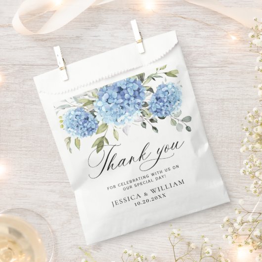 Blue Hydrangea Floral Love and Bedankt Wedding Bedankzakje (Geknipt)