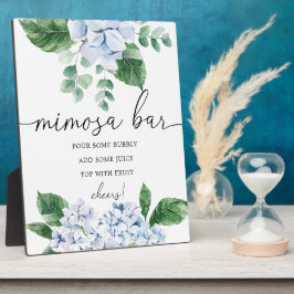 Blue Hydrangea Floral Mimosa Bar Sign Fotoplaat