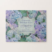 Blue Hydrangea Floral Monogram Naam Legpuzzel (Horizontaal)