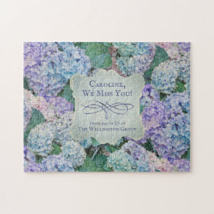  Blue Hydrangea Floral Monogram Naam Legpuzzel