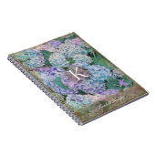  Blue Hydrangea Floral Monogram Naam Notitieboek (Rechterzijde)