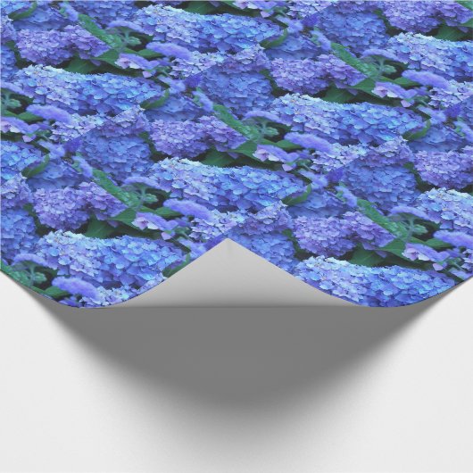 Blue Hydrangea Floral Pattern Cadeaupapier (Hoek)